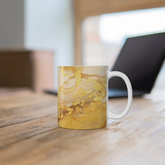 Marbled Yellow Ceramic Mug, Modern Yellow Marble Agate Pattern Coffee Cup, Beautiful Marbled Geospe Tea Cup, Yellow Pattern Mug.