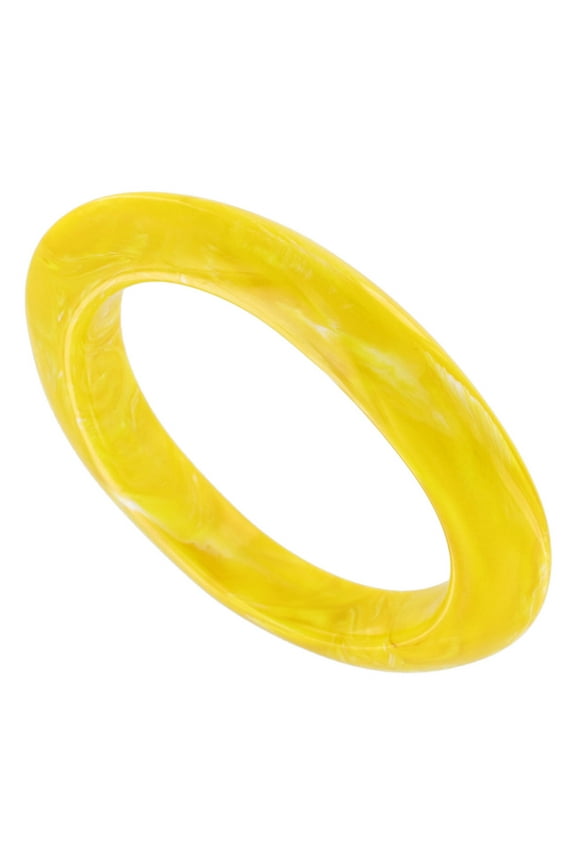 Marbled Yellow Italy Lucite Oval Shape Bangle Bracelet Ladies Adult Female Women