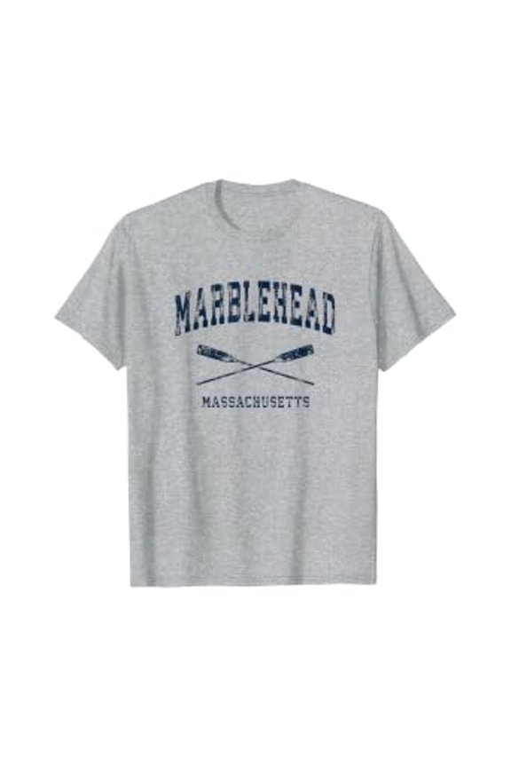 Marblehead Massachusetts Vintage Nautical Crossed Oars Navy T-Shirt