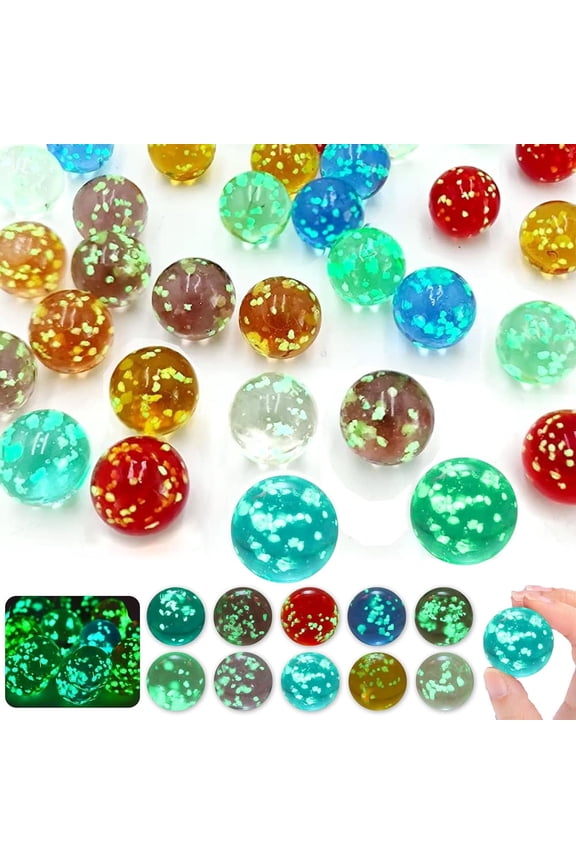 Marbles Glow in The Drak,Happon Glass Marbles,0.47 Inch Multi-Color Luminous Glass Beads, Marble Games and DIY Home Decoration(40 Pcs)