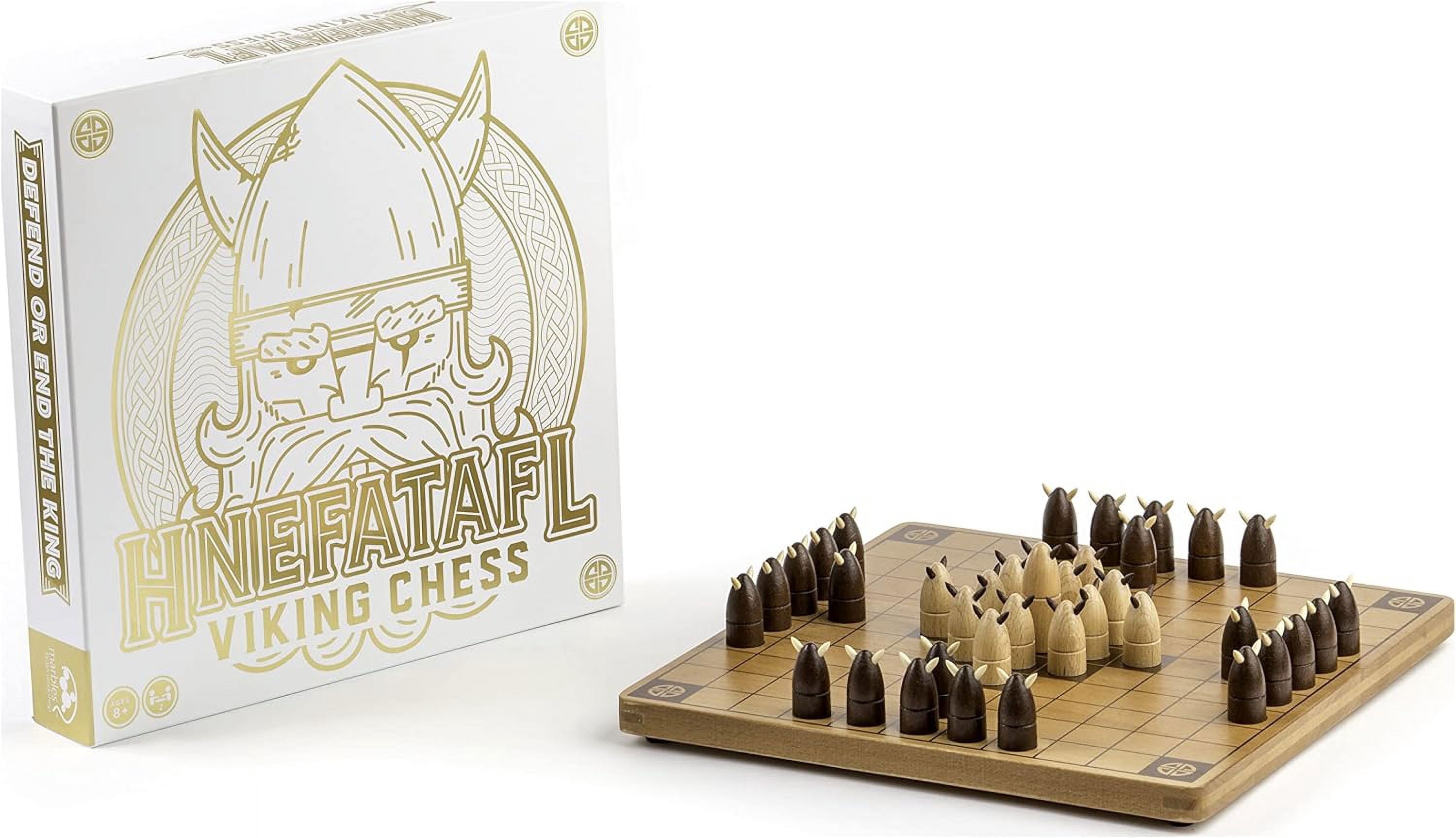 Marbles Hnefatafl Viking Chess Game, Wooden Board, Battle Strategy