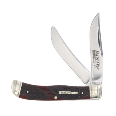 Marbles KB284W 2x Stainless Blade Brown Bone Handle Trapper Knife