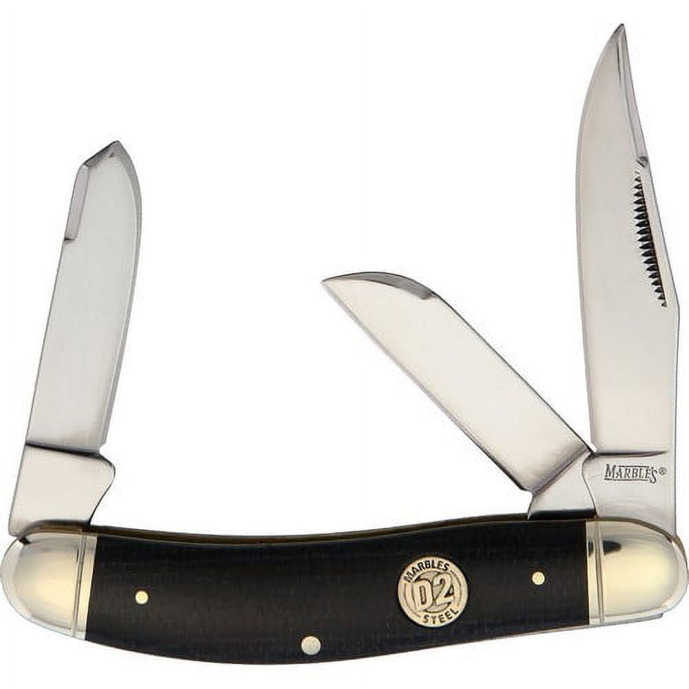 Marbles MR431 D2 Black Canvas Micarta Sowbelly Slipjoint Folding Pocket Knife