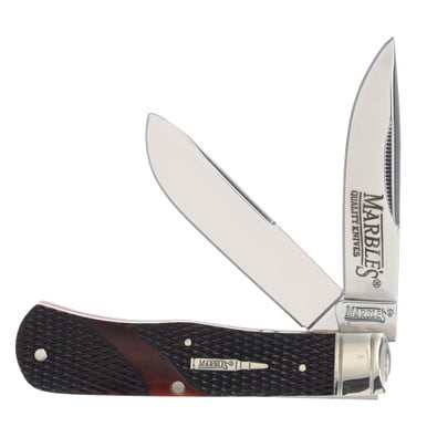 Marbles Marble's Brown Checkered Bone Trapper 3.88" Closed MR683