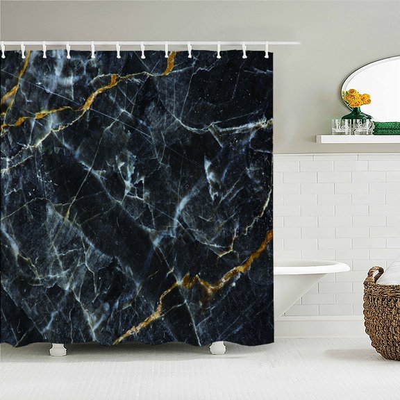 Marbling 3D Printing Shower Curtains Waterproof White Bathroom Curtain Simple St