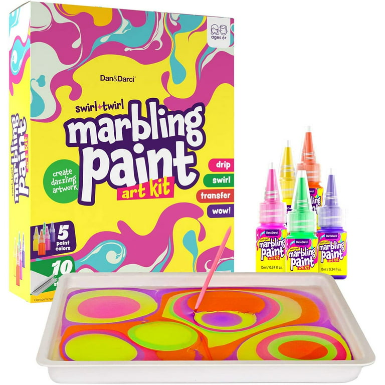 Dan & Darci Marbling Paint Art Kit for Kids - Arts and Crafts for Girls & Boys Ages 6-12 - Craft Kits Art Set - Best Tween Paint Gift