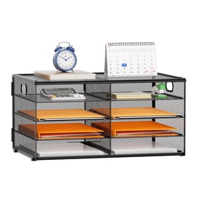 Marbrasse 5 Tier Desktop Organizer, paper tray organizer, Metal Desktop Storage Rack for Home Office, Black