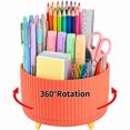 thumbnail image 1 of SUSWIM 5-Compartment Desktop Organizer & Holder with Rotating Organizers, Orange, 1 of 6