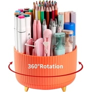 SUSWIM 5-Compartment Desktop Organizer & Holder with Rotating Organizers, Orange