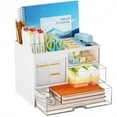 thumbnail image 1 of Marbrasse Desk Organizer with 3 Drawer，Desk Organizers and Accessories with 4 Compartments，Multi-Functional Pencil Pen Holder for Desk,1 pack, 1 of 7