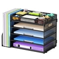 thumbnail image 1 of Marbrasse Multi-Functional Desk Organizer Tray,5 Tier Paper Letter Tray Organizer with File Holder,Mesh File Storage with 8 Compartments, 1 of 7