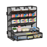 Marbrasse Mesh Desk Organizer with Drawer, Multi-Functional Pen Pencil Holder,Desk Organizers and Accessories( Black)