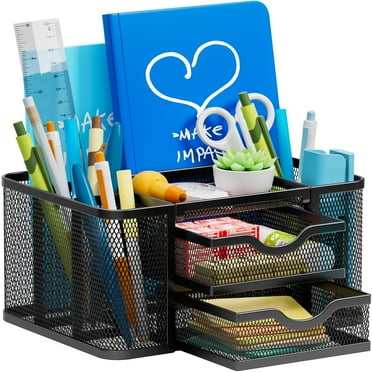 Marbrasse Mesh Desk Organizer, Desktop Organizer with Drawer,Mesh Office Desk Accessories,Office Supplies Multi-Functional Caddy