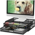 thumbnail image 1 of Marbrasse Monitor Stand with Drawer, Monitor Riser Mesh Metal, Monitor Stand with Storage, Desktop Computer Stand for PC, Laptop, Printer, 1 of 9
