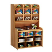 Marbrasse Upgraded Wooden Pencil Holder, Pen Organizer for Desk , Desktop Stationary Organizer Caddy