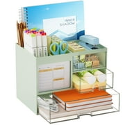 Marbrasse Desk Organizer with 3 Drawer，Desk Organizers and Accessories with 4 Compartments，Multi-Functional Pencil Pen Holder for Desk