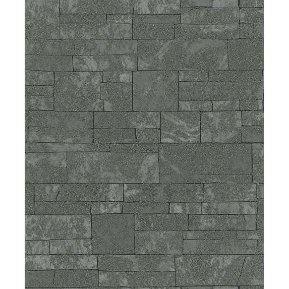 Marburg Hernando Charcoal Stones Wallpaper, 20.9-in by 33-ft, 57.48 sq. ft.