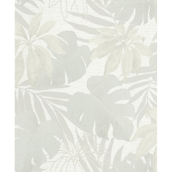 Marburg Nona Cream Tropical Leaves Wallpaper, 20.9-in by 33-ft, 57.48 sq. ft.