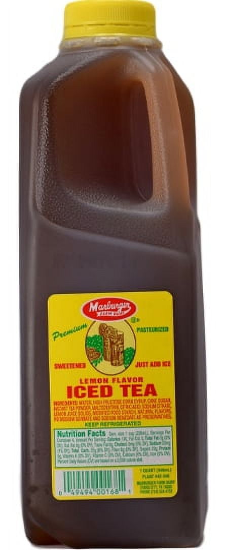 Marburger Farm Dairy Lemon Flavor Iced Tea, 1 Quart, Naturally Caffeinated
