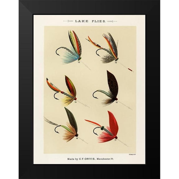 Marbury, Mary Orvis 12x14 Black Modern Framed Museum Art Print Titled - Lake Fishing Flies V from Favorite Flies and Their Histories