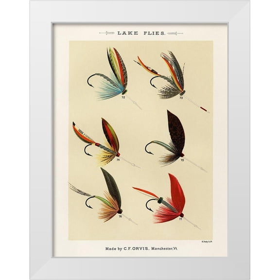 Marbury, Mary Orvis 12x14 White Modern Wood Framed Museum Art Print Titled - Lake Fishing Flies V from Favorite Flies and Their Histories