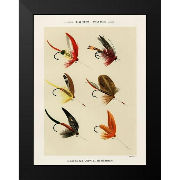 Marbury, Mary Orvis 15x18 Black Modern Framed Museum Art Print Titled - Lake Fishing Flies VI from Favorite Flies and Their Histories