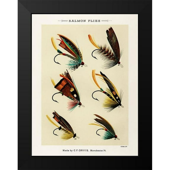 Marbury, Mary Orvis 15x18 Black Modern Framed Museum Art Print Titled - Salmon Fishing Flies II from Favorite Flies and Their Histories