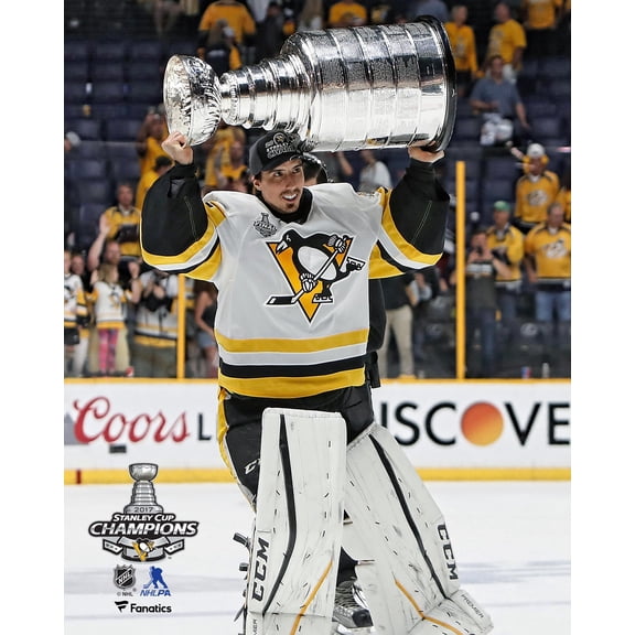 Marc-Andre Fleury Pittsburgh Penguins Unsigned 2017 Stanley Cup Champions Raising Cup Photograph