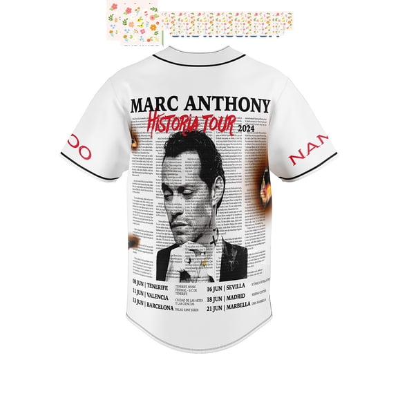 Marc Anthony Historia Tour 2024 Personalized Baseball Jersey