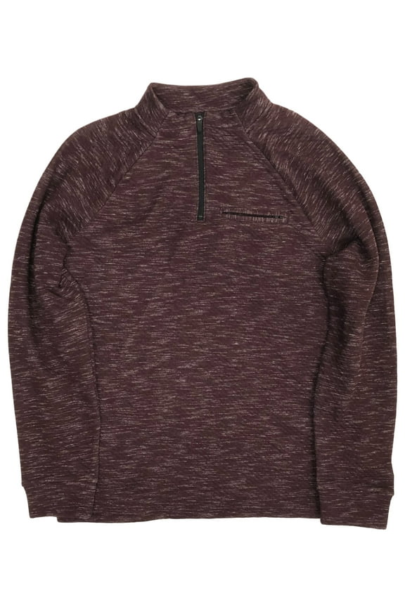 Mens Burgundy Speckle Speckle Slim Fit 1/4 Zip Jacket Shirt XXL