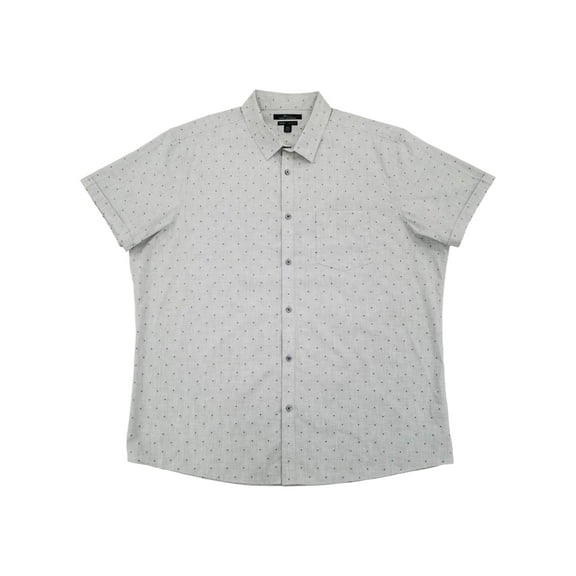 Marc Anthony Mens Gray X Print Slim Fit Short Sleeve Button-Down Shirt XXL