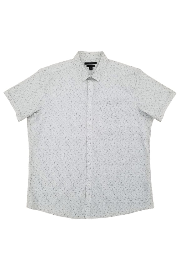 Mens Modern White Slim Fit Short Sleeve Button-Down Shirt XX-Large