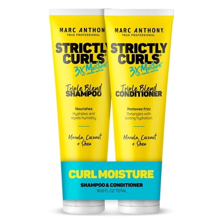 Marc Anthony Strictly Curls 3x Moisture Deep Shampoo & Conditioner for Curl Defining & Anti Frizz - Shea Butter, Marula Oil, Aloe & Coconut Oil - Sulfate Free Color Safe for Dry Damaged Cu