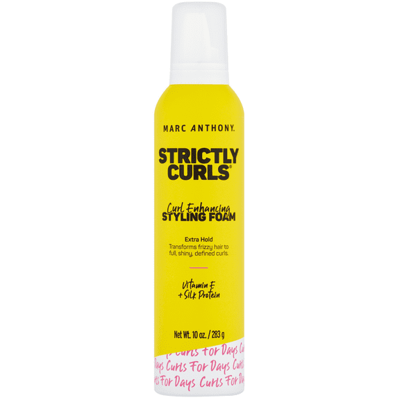 Marc Anthony Strictly Curls Curl Enhancing Styling Foam for Curly Hair with with Silk Protein, Aloe and Vitamin E, Sulfate Free 10 oz