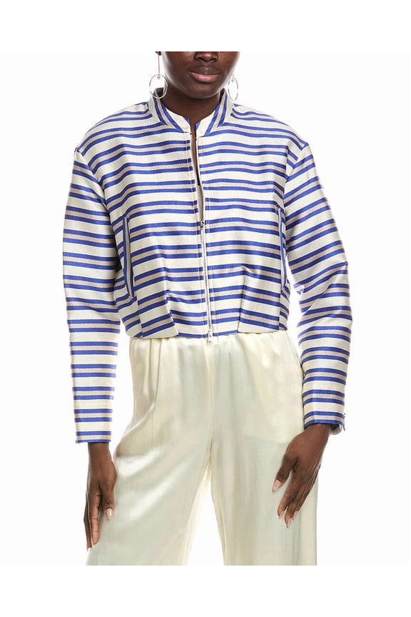 womens Stripe Jacket, N4, Blue