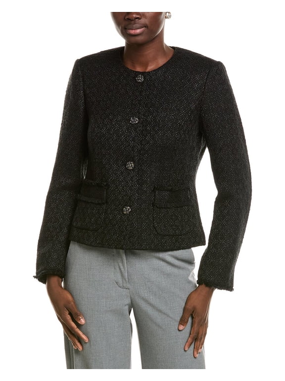 womens Wool-Blend Jacket, N4, Black