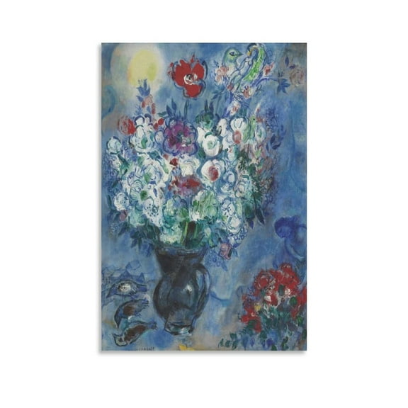 Marc Chagall Art Prints《Flower》Classic Vintage Canvas Wall Art Poster Canvas Wall Art Prints Poster Gifts Photo Picture Painting Posters Room Decor Home Decorative 20x30inch(50x75cm)