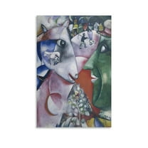 Marc Chagall Art Prints《I And The Village》Classic Vintage Canvas Wall Art Poster Posters Art Print Wall Photo Paint Poster Hanging Picture Family Bedroom Decor Gift 12x18inch(30x45cm)