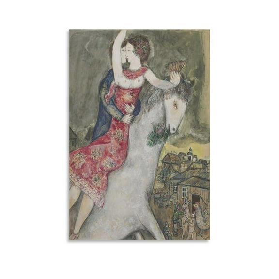 Marc Chagall Art Prints《LEcuyère Etude》Classic Vintage Canvas Wall Art Poster Poster Cool Artworks Painting Wall Art Canvas Prints Hanging Picture Home Decor Posters Gift 12x18inch(30x45cm)