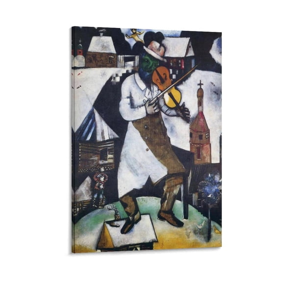 Marc Chagall Art Prints《The Fiddler》Classic Vintage Canvas Wall Art Poster Canvas Poster Wall Art Picture Prints Hanging Photo Gift Decor Home Posters Artworks 12x18inch(30x45cm)