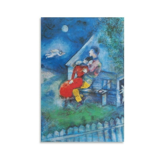 Marc Chagall Art Prints《The Lovers》Classic Vintage Canvas Wall Art Poster Picture Print Wall Art Poster Painting Canvas Posters Artworks Gift Room Aesthetic 16x24inch(40x60cm)