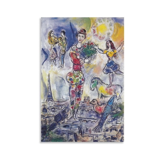 Marc Chagall Hug Bataille De Fleurs Art Poster Painting On Canvas Wall Art Poster Scroll Picture Print Living Room Walls Decor Home Posters 24x36inch(60x90cm)
