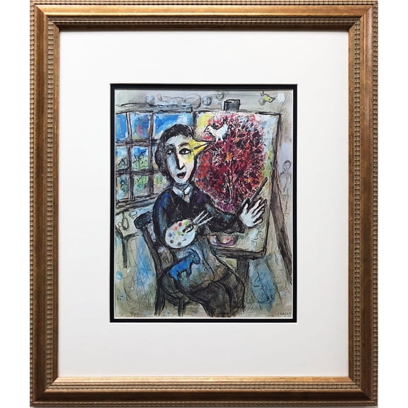 Marc Chagall "La Peintre- Oiseau" Newly CUSTOM FRAMED Rare Offset Lithograph Generic
