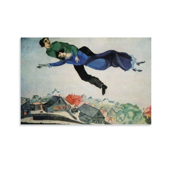 Marc-Chagall Over The Town Picture Print Wall-Art Painting Canvas Posters Artworks Room