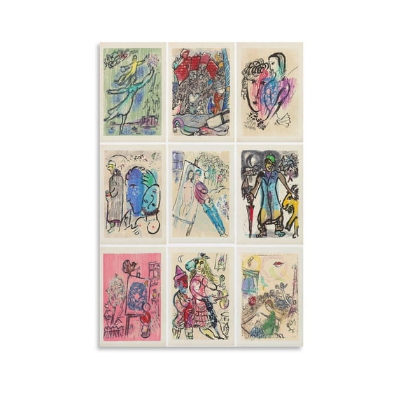 Marc Chagall Poèmes Large Canvas Printing Famous Paintings Office Home Wall Art Decorative Paintings Artworks Canvas Poster Room Aesthetic Wall Art Prints Home Modern Decor Gifts 24x36inch(60x90cm)