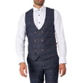 thumbnail image 1 of Marc Darcy Jenson Double Breasted Check Waistcoat, Blue, 1 of 9