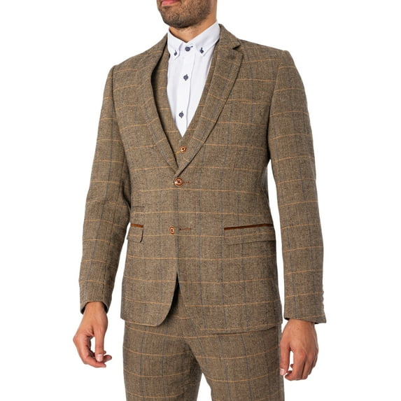 Marc Darcy Ted Tweed Check Blazer, Brown