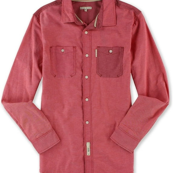 Marc Ecko Mens Utility Ox Ls Button Up Shirt, Red, Medium