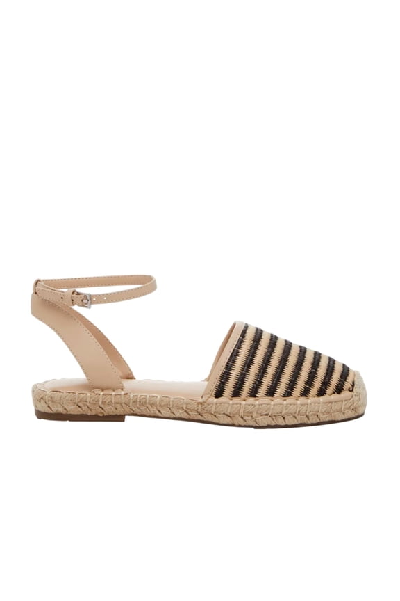 Bessie Espadrille Flat Black/Beige Stripe BESSY-BRN Women's Size 6