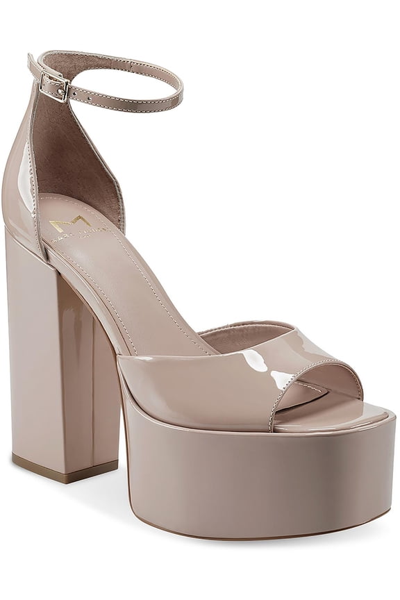 LTD Womens Della Patent Leather Peep-Toe Platform Sandals